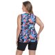 New Split Swimsuit Color blocked Conservative Printed Tankini Set Swimsuit for Women