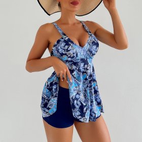New swimsuit women's skirt style printed Tankini set