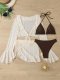2026 hot bikini cover up bikini four piece set ruffled swimsuit women's split sexy swimsuit