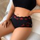 Plus Size Black Red Lip Print Lace Boyshort: Lifting & Breathable Teen Underwear