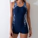 New one-piece printed patchwork conservative sports tight competitive swimsuit for women