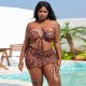 New split leopard print sexy plus size three piece set plus size swimsuit for women