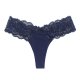 Women's thong sexy perspective mid waist hollow lace underwear thin and transparent