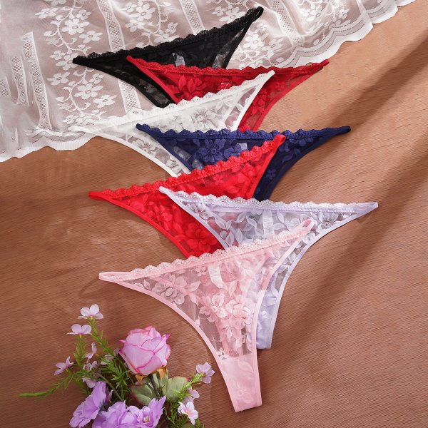 Multi colored lace sexy transparent women's plus size sexy low waisted thong