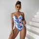 New one-piece swimsuit with hot stamping printed tight conservative swimsuit for women