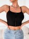 Black Ribbed Lace-Up Cami Bralette (Full Cup, Luxe Style)