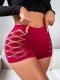 High-Waisted Red Cutout Boyshort: Seamless Lifting Women’s Underwear