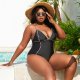 New one-piece swimsuit solid color sexy plus fat plus plus size swimsuit