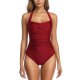 New one-piece swimsuit solid color conservative belly cover set swimsuit for women