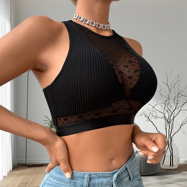 Bra small vest deep V hollow-out splicing mesh love hot sales hot girl underwear