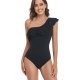 New one-piece swimsuit solid color hot stamping tight fitting swimsuit for women