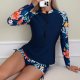 New swimsuit women's long sleeved split sports print swimsuit surfing suit set