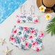 New children's swimsuit split print floral three piece shorts bikini