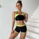 New women's split solid color sports patchwork swimsuit