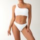 2025 new sexy solid color triangle swimsuit women's beach bikini single shoulder swimsuit