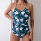 New one-piece printed swimsuit sexy and fashionable solid color swimsuit for women