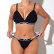 Black Ribbed Sport-Band Bralette & Thong Set: Low-Back Push-Up 辣妹 Lingerie (S-XL)