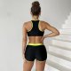 New women's split solid color sports patchwork swimsuit