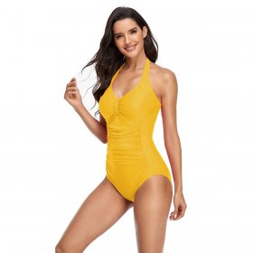 New swimsuit solid color one-piece swimsuit sexy conservative bikini