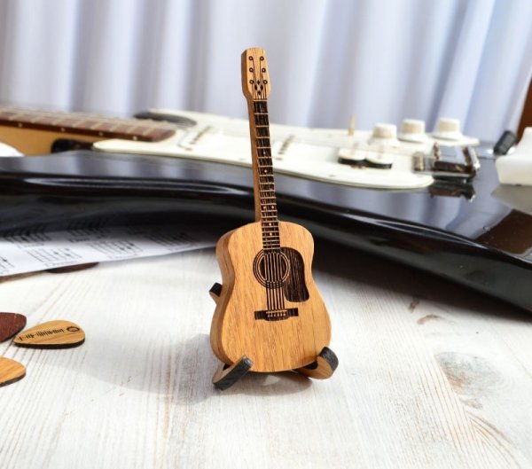 Wooden Acoustic Guitar Pick Box, Wooden Decorative Ornament