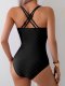 New one-piece swimsuit solid color pleated tight conservative women's swimsuit