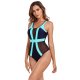 New solid color patchwork mesh sexy vest style one-piece swimsuit for women