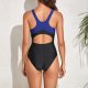 New one-piece swimsuit color blocking sports tight fitting conservative racing swimsuit for women