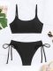 New Split Swimsuit Black Sexy Tight Bikini Set Swimsuit for Women