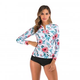 New long sleeved slim fit bikini printed sun protection suit for women's swimsuit