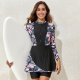 New one-piece swimsuit printed long sleeved skirt conservative swimsuit for women