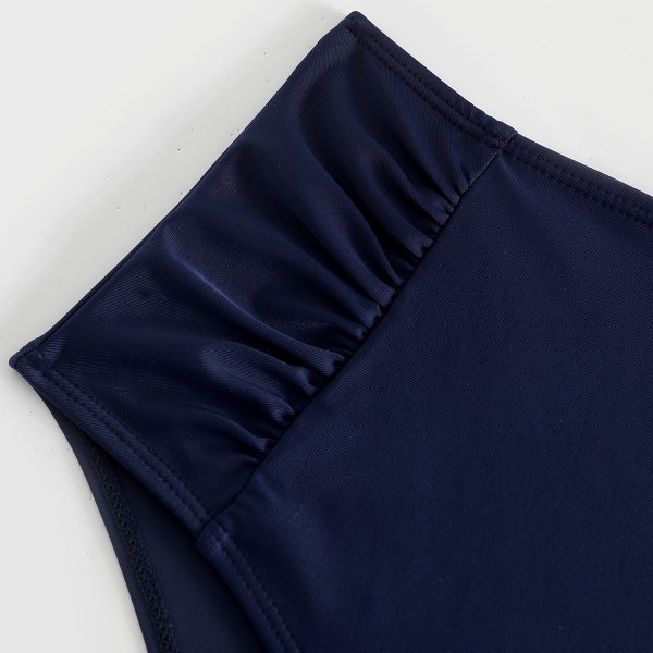 New women's triangle swimsuit with pleated solid color and high elasticity bikini swimsuit Pants