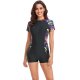 New sports one-piece swimsuit women's short sleeved printed patchwork surfing suit