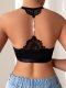 Hanging neck vest style bra cross-border new product solid color breathable women's large chest display small bra