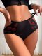 Black High-Waisted Boyshort with Red Lip Lace: Invisible Breathable Women's Underwear