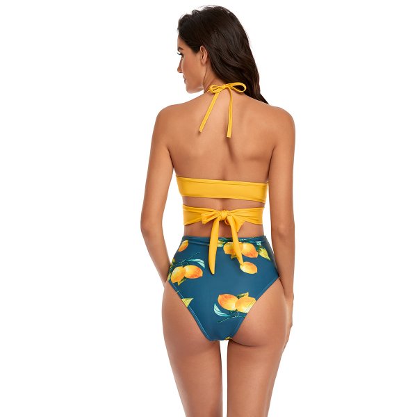 New sexy bikini set with bandage and split high waist swimsuit