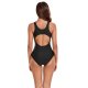 New one-piece swimsuit solid color sports conservative splicing competitive swimsuit for women