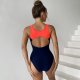 Professional racing sexy triangle sports color blocked one-piece swimsuit for women