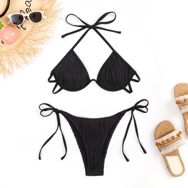 New sexy swimsuit solid color steel support style bikini set for women