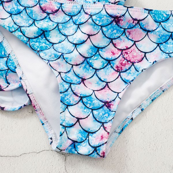 New children's swimsuit split print floral three piece shorts bikini