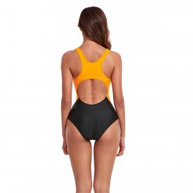 New one-piece swimsuit solid color splicing tight racing swimsuit for women