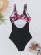 2026 new competitive one-piece swimsuit solid color splicing conservative swimsuit for women