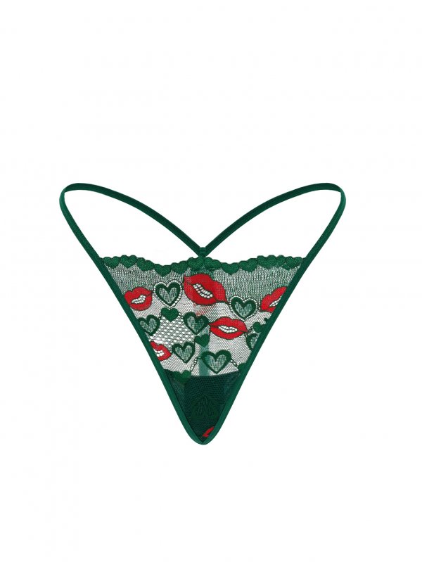 New sexy lace underwear with big red lip print thong and sexy women's T-pants