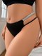 Black Plus-Size Thong with Glitter Straps: Breathable Teen Underwear (1XL-4XL)