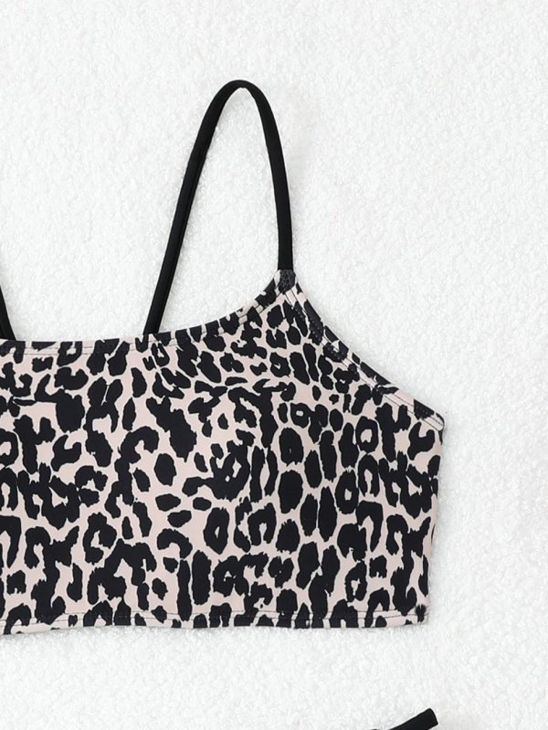 2026 new split swimsuit leopard print minimalist bikini with chest cushion women's sexy beach swimsuit women