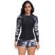 New split swimsuit printed two-piece long sleeved swimsuit women's set beach surfing suit