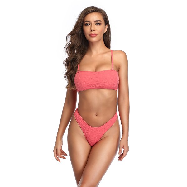 New strapless solid color bikini bikini sexy chest hugging swimsuit