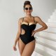 New one-piece swimsuit with color blocking and sexy tight suspender swimsuit for women