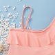 Children's swimsuit fashion slanted shoulder solid color ruffle edge girls' swimsuit hot spring swimsuit