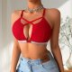 Ins bra with adjustable upper support, gathered and crossed hollow underwear for women