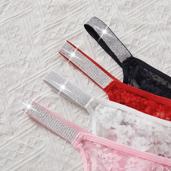 Sexy women's underwear, lace knitted, quick-dry, one-piece, see-through, thin belt, low-waisted underwear for women